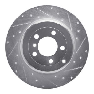 Land Rover Range Rover Brake Rotor (1) - Rear Right - R1 Concepts - Drilled & Slotted - Silver - `03-`05